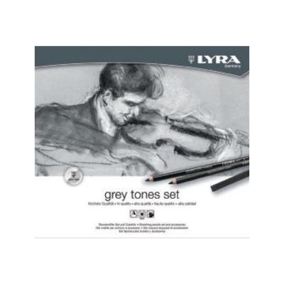 4084900215449-LYRA Grey tones - Coffret métal de 25  crayons, pastels et accessoires - tons gris-Avant-0