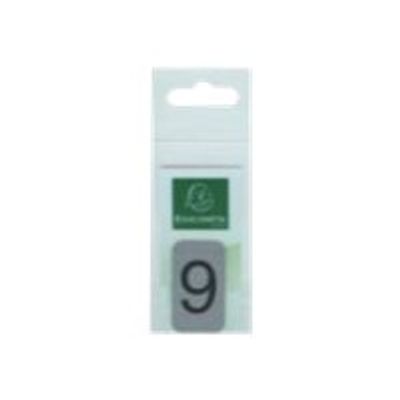 3130630671893-Exacompta - Plaque adhésive chiffre 9 - 25 x 44 mm - aluminium brossé-Avant-0