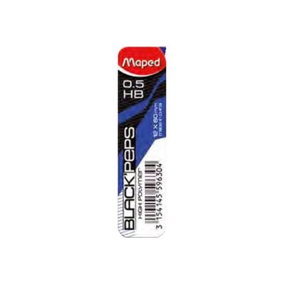 3154145604306-MAPED Black'Peps - Etui de 12 - Mines pour porte mines - HB - 0,7 mm-Avant-0