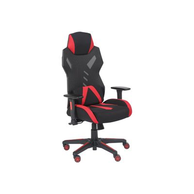 3701338800702-Fauteuil gamer POPER-M - accoudoirs réglables - noir et rouge-Angle gauche-1