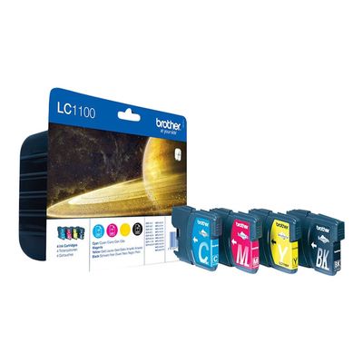 5014047561290-Brother LC1100 - Pack de 4 - noir, cyan, magenta, jaune - cartouche d'encre originale-Angle gauche-0