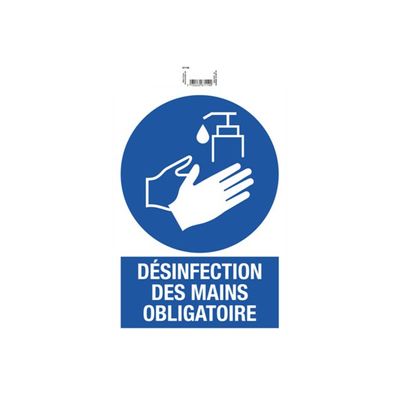3130630671190-Exacompta - Panneau de signalisation adhésif - Désinfection des mains obligatoire - 230 x 330 mm-Avant-0