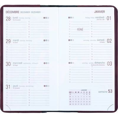 3664447208107-Agenda de poche Madère - 1 semaine sur 2 pages - 9,5 x 17,5 cm - disponible dans différentes couleurs--2