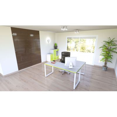 3700339874149-Retour bureau MT1 Elégance - L80 x P67 x H75 cm - pieds blancs - plateau blanc chants vert--2
