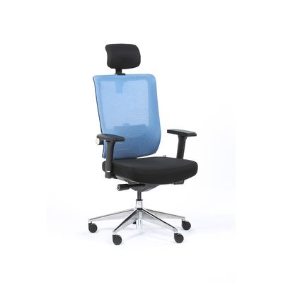 3701338801082-Fauteuil de bureau ergonomique SYNEC - accoudoirs réglables - appuie-tête réglable - noir et bleu--1