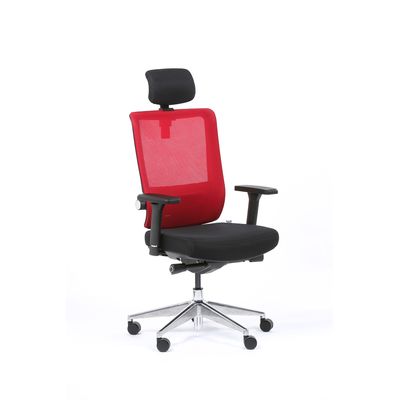 3701338801099-Fauteuil de bureau ergonomique SYNEC - accoudoirs réglables - appuie-tête réglable - noir et rouge--1