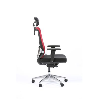 3701338801099-Fauteuil de bureau ergonomique SYNEC - accoudoirs réglables - appuie-tête réglable - noir et rouge--2
