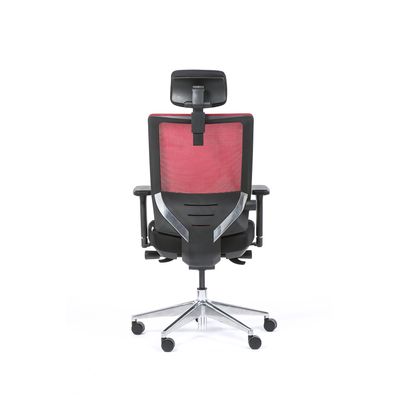 3701338801099-Fauteuil de bureau ergonomique SYNEC - accoudoirs réglables - appuie-tête réglable - noir et rouge--4
