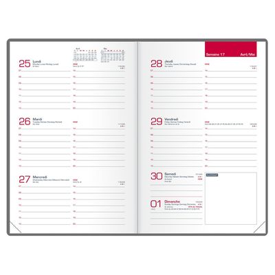 3147280218927-Agenda Oxford Mode - 1 semaine sur 2 pages - 10 x 15 cm - rouge - Hamelin--1