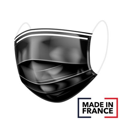 3662036019257-Boite 40 masques chirurgicaux 3 plis (non stériles) - type IIR - noir --0