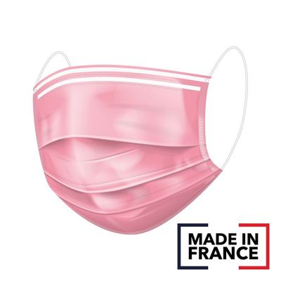 0404051112352-Boîte de 50 masques chirurgicaux "made in France"  (non stériles) - type II R - rose--1