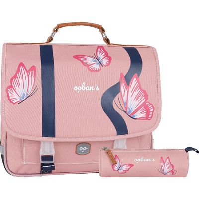 3662498003443-Cartable Ooban's Butterfly - 41 cm - 2 compartiments - rose - Oberthur--0