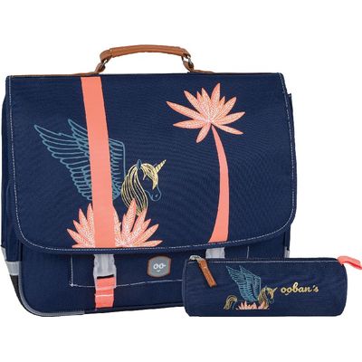 3662498003481-Cartable Ooban's Unicorn - 41 cm - 2 compartiments - bleu marine - Oberthur--0