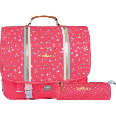 3662498003542-Cartable Ooban's Stars - 41 cm - 2 compartiments - corail - Oberthur--0
