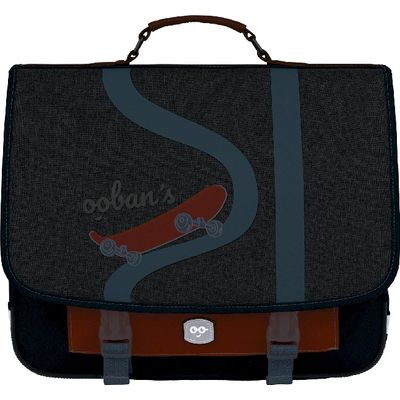 3662498003580-Cartable Ooban's Skate - 38 cm - 2 compartiments - gris chiné/bleu - Oberthur--5