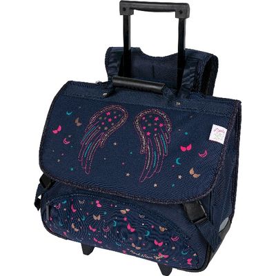 3664447121918-Cartable à roulettes Little Karl Marc John 41 cm - 2 compartiments - bleu marine - Oberthur--0