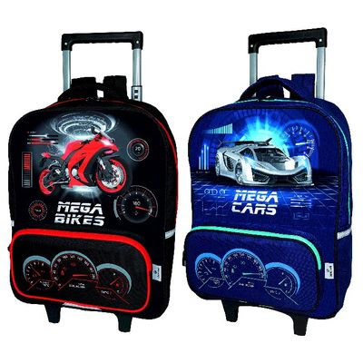 3664447122434-Sac à dos à roulettes Mégacars - 1 compartiment - 2 modèles disponibles - Oberthur--0