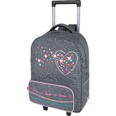0404051148580-Sac à dos à roulettes Lola Espeleta - 1 compartiment - gris chiné - Exclusivité Bureau Vallée - Ob--0
