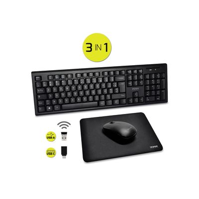 3567049009052-PORT Connect - ensemble clavier et souris sans fil + tapis de souris - AZERTY--5