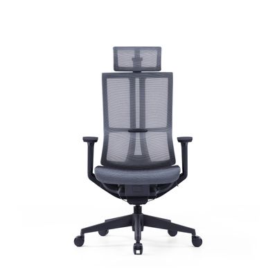 3700339918409-Fauteuil de bureau JAMES - accoudoirs réglables - appuie-tête réglable - noir et gris--1