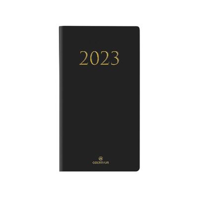 3664447129228-Agenda de poche Kiev - 1 semaine sur 2 pages - 9,5 x 17,5 cm - noir - Oberthur--0