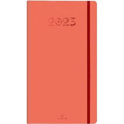 3664447131771-Agenda de poche Cachemire - 1 semaine sur 2 pages - 9,5 x 17,5 cm - corail - Oberthur--0