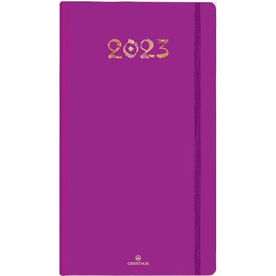 3664447131788-Agenda de poche Cachemire - 1 semaine sur 2 pages - 9,5 x 17,5 cm - violet - Oberthur--0