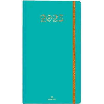 3664447131795-Agenda de poche Cachemire - 1 semaine sur 2 pages - 9,5 x 17,5 cm - vert - Oberthur--0