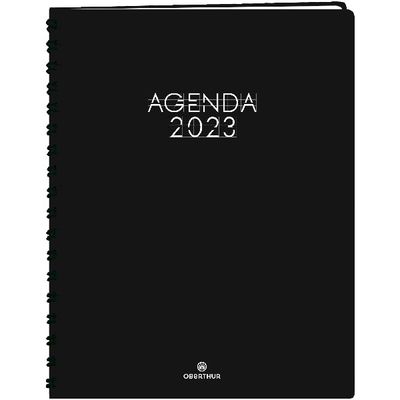 3664447134185-Agenda Portland - 1 semaine sur 2 pages - 22 x 30,7 cm - noir - Oberthur--0