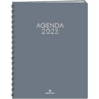 3664447134192-Agenda Portland - 1 semaine sur 2 pages - 22 x 30,7 cm - gris - Oberthur--0