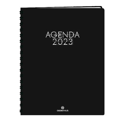 3664447134222-Agenda Portland - 1 semaine sur 2 pages - 22 x 28 cm - noir - Oberthur--0