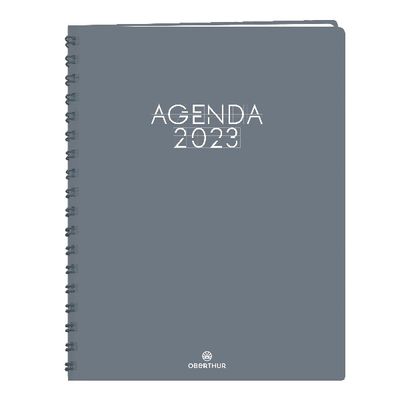 3664447134246-Agenda Portland - 1 semaine sur 2 pages - 22 x 28 cm - gris - Oberthur--0