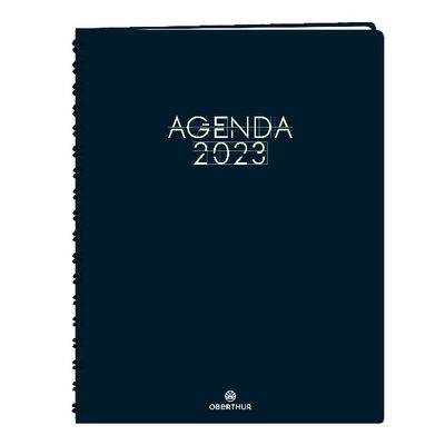 3664447134260-Agenda Portland - 1 semaine sur 2 pages - 22 x 28 cm - bleu marine - Oberthur--0