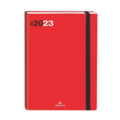 3664447135588-Agenda à élastique Flex - 1 semaine sur 2 pages - 22 x 28 cm - rouge - Oberthur--0