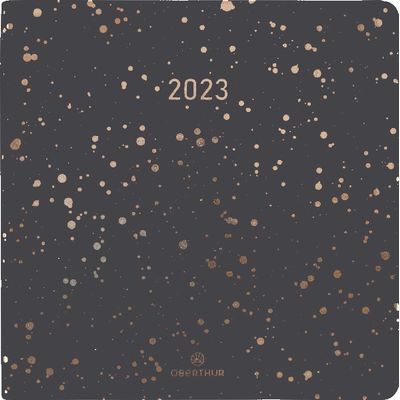 3664447126654-Agenda Céleste - 1 semaine sur 2 pages - 16,5 x 16,5 cm - anthracite - Oberthur--0