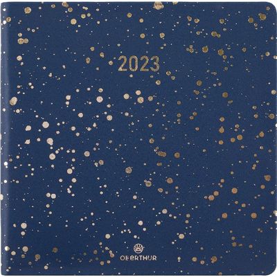 3664447126685-Agenda Céleste - 1 semaine sur 2 pages - 16,5 x 16,5 cm - bleu marine - Oberthur--0