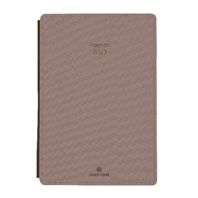 3664447134468-Agenda Stan - 1 semaine sur 1 page + 1 page de notes - 19 x 24,5 cm - taupe - Oberthur--0