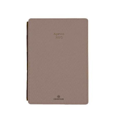 3664447134499-Agenda Stan - 1 semaine sur 2 pages - 13,4 x 21 cm - taupe - Oberthur--0