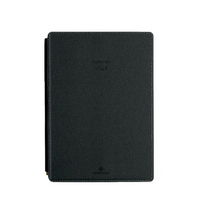 3664447134505-Agenda Stan - 1 semaine sur 2 pages - 13,4 x 21 cm - anthracite - Oberthur--0