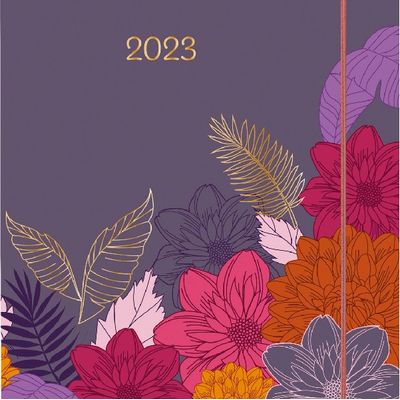 3664447134932-Agenda Giverny - 1 semaine sur 2 pages - 16,5 x 16,5 cm - violet - Oberthur--0