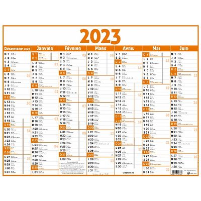 3664447135946-Oberthur Classique - Calendrier 7 mois par face - 32 x 42 cm - orange--0