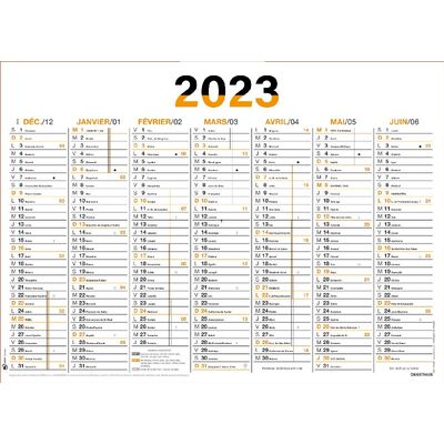 3664447125428-Oberthur Fluo - Calendrier 7 mois par face - 21 x 26,5 cm - orange--0