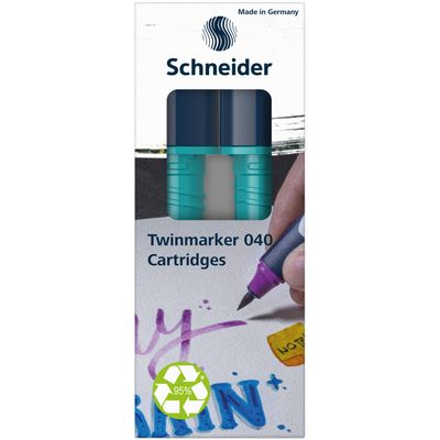4004675158772-Schneider Paint-It 040 - pack de 2 cartouches de recharge Twin marker - 1 pointe ogive + 1 pointe pinceau ---1