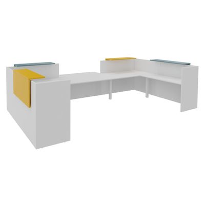 3253310542860-Banque d'accueil OLA - Ensemble composé de modules hauts(x2) + PMR + retours (x2) + tablettes (x2) jaune + (x2) bleu - L425 x P237,5--1