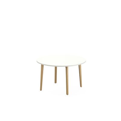 3617350004007-Table de réunion ronde ROBIN - diam. 120 cm - plateau blanc - pieds en hêtre massif--0