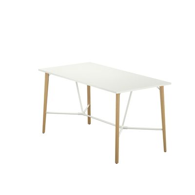 3617350004014-Table de réunion haute ROBIN - L200 x P100 x H104,5 cm - plateau blanc - pieds en hêtre massif--0