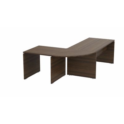 3617350001051-Bureau manager MOKA - avec angle et retour - L240 x P160 cm - plateau droit - imitation noyer brun--0