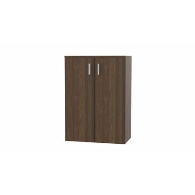3617350001822-Armoire mi-haute MOKA - 2 portes - L80 x P43,2 x H113,5 cm - imitation noyer brun - poignées gris alum--0