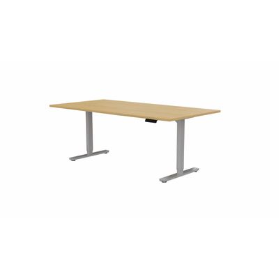 3617350004106-Table de réunion assis/debout AXEL - réglage électrique - L200 x P100 cm - plateau imitation chêne c--0
