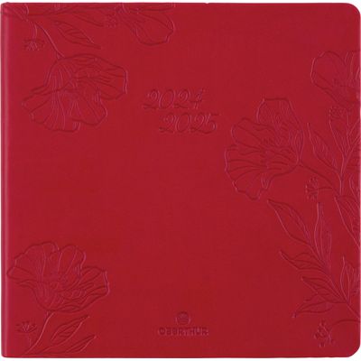 3664447168739-Agenda Summerside - 1 semaine sur 2 pages - 16,5 x 16,5 cm - rouge - Oberthur--0